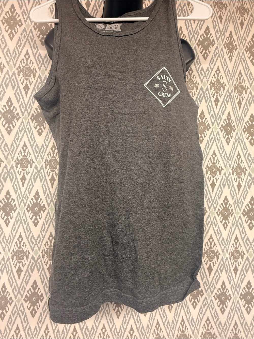 Salty Crew Heather Charcoal Logo Tank - Gray